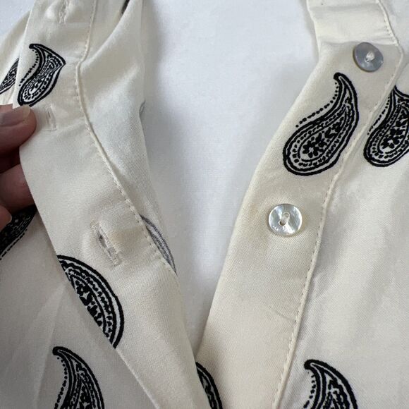 H&M Dress Women Small Beige Black Paisley All Over Print Long Sleeve Peplum Mini - Picture 7 of 15